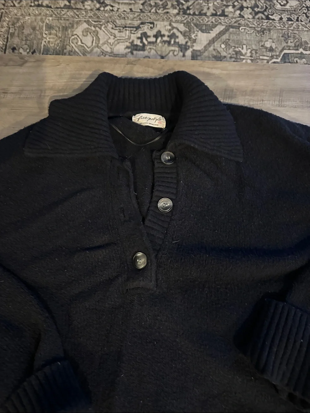 Free People black polo sweater